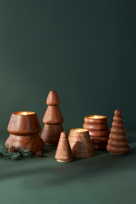 Anthropologie Wooden Tree Candle By  In Brown Size S