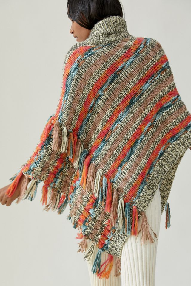 Tasseled Turtleneck Poncho #2