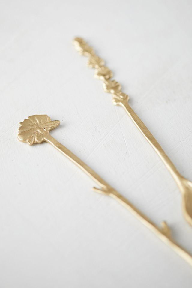 Brass Flower Stirring Spoons, Set of 3 #1
