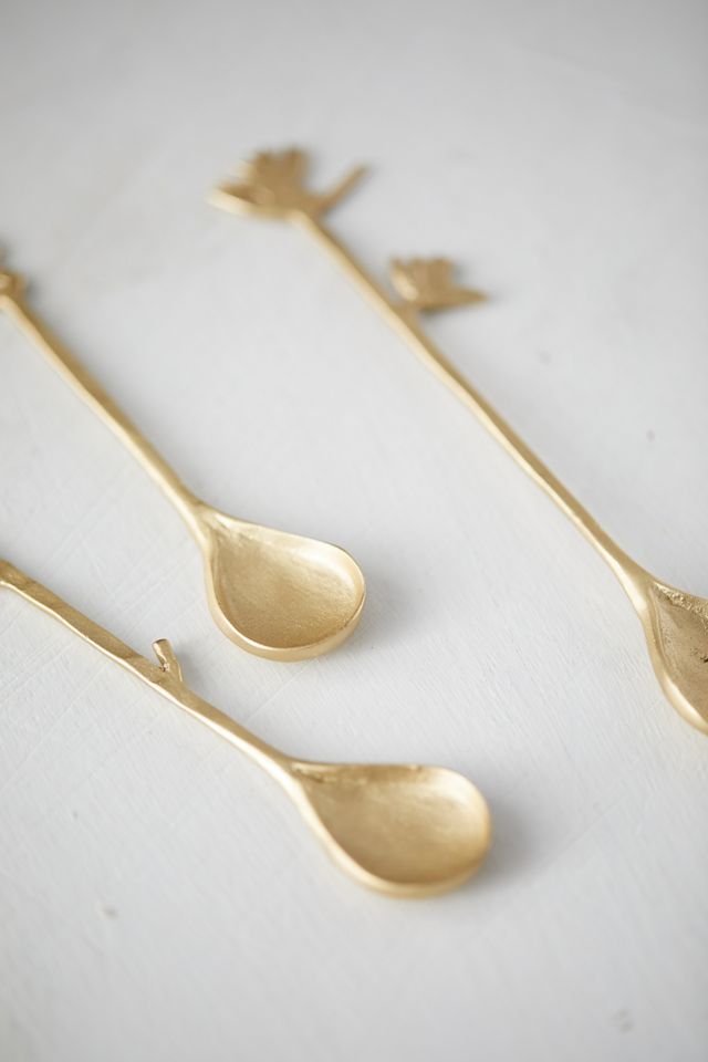 Brass Flower Stirring Spoons, Set of 3 #2