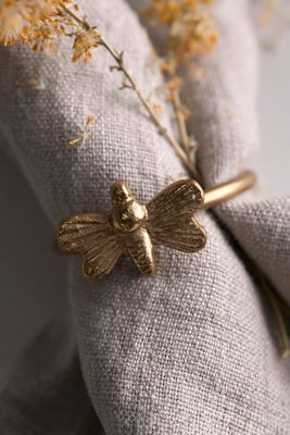 Brass Bee Napkin Rings, Set of 4