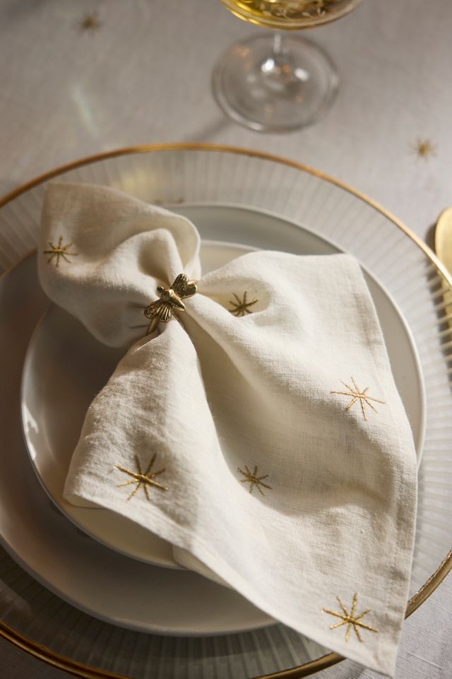 Brass Bee Napkin Rings, Set of 4 #1