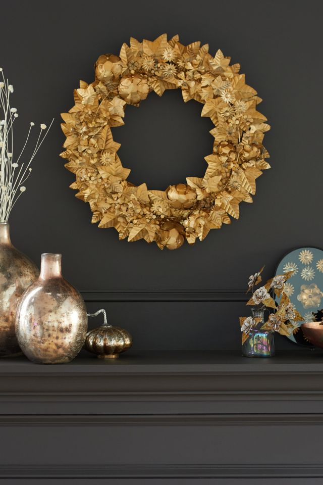 Gilded Iron Leaf Wreath #3