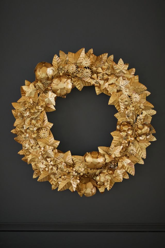 Gilded Iron Leaf Wreath