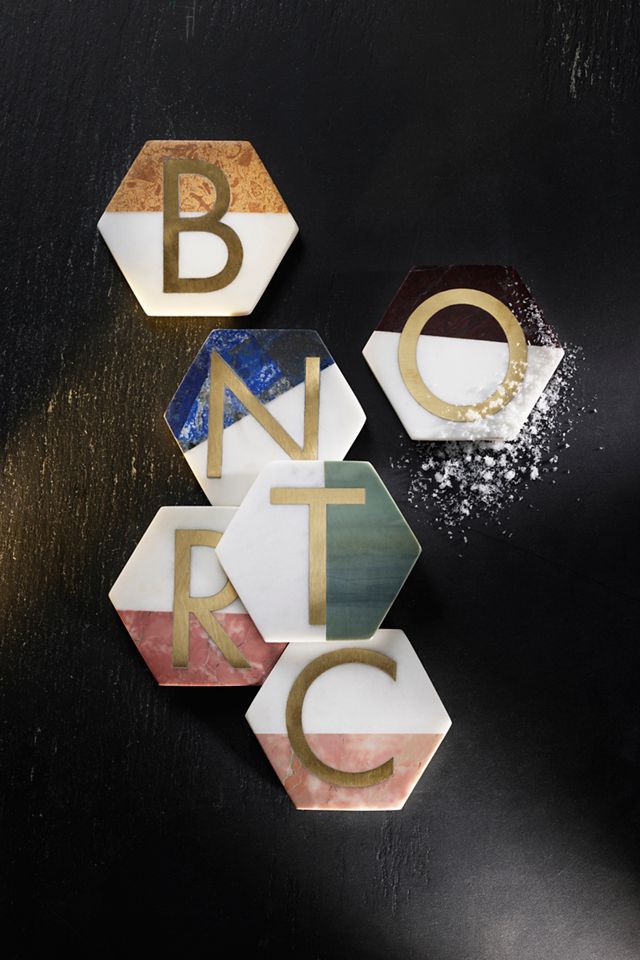 Colorblocked Monogram Coaster #3