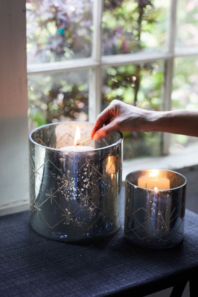 Starry Diamond Mercury Glass Hurricane #3