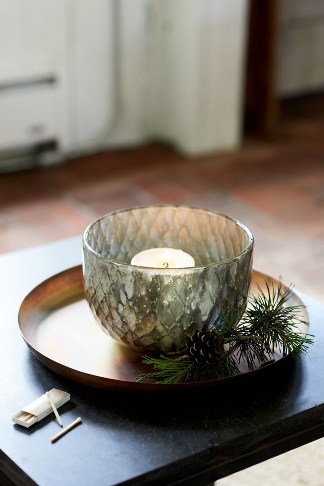 Aged Metallic Glass Hurricane Bowl Anthropologie