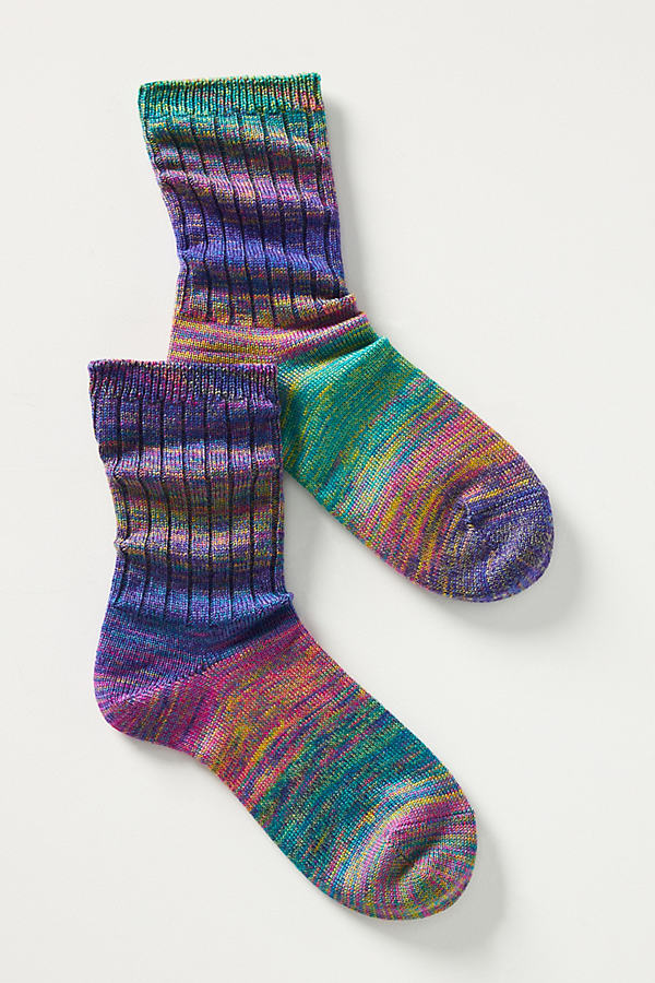 Hansel From Basel Space-dyed Crew Socks In Blue