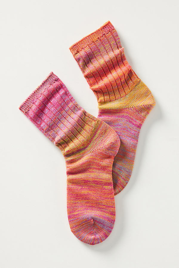 Hansel From Basel Space-dyed Crew Socks In Pink
