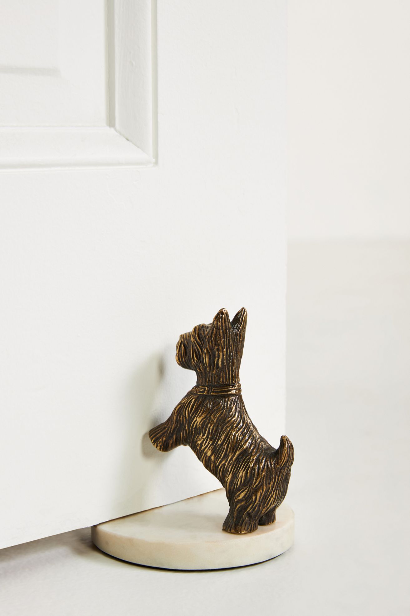 Scottie Doorstop - Antique Brass
