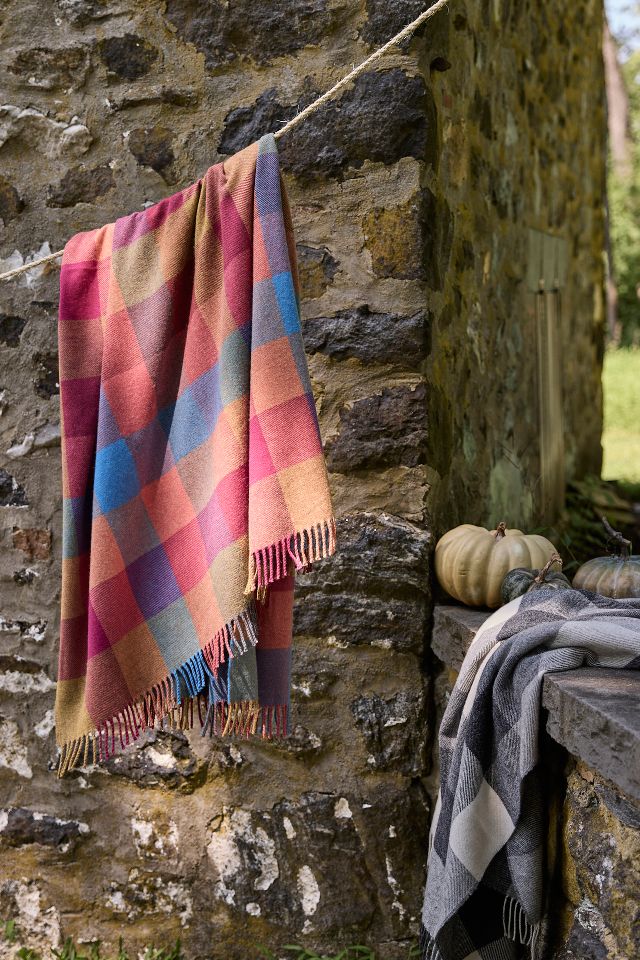 Sunset Check Merino Wool Throw AnthroLiving