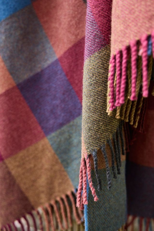 Sunset Check Merino Wool Throw