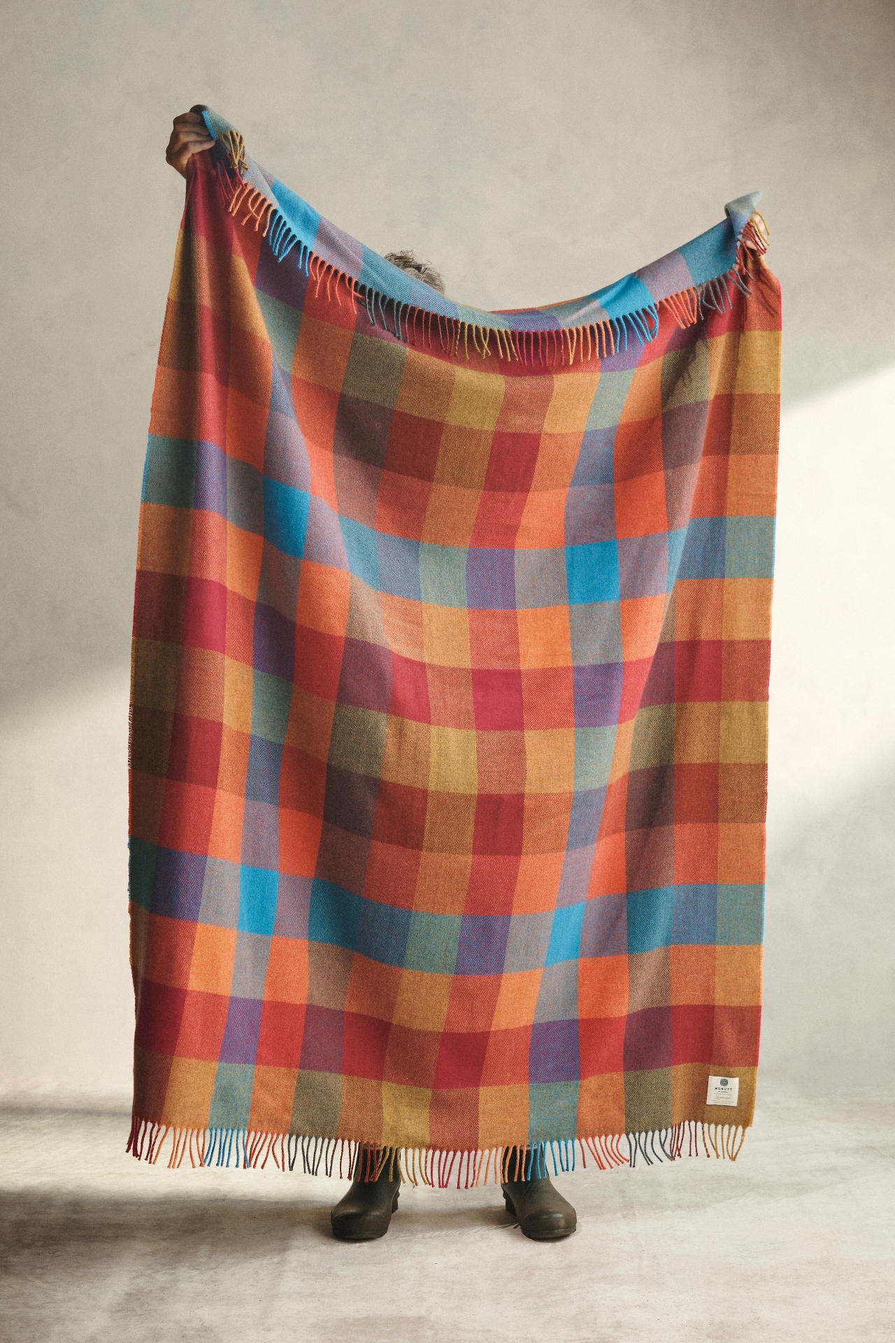 Sunset Check Merino Wool Throw