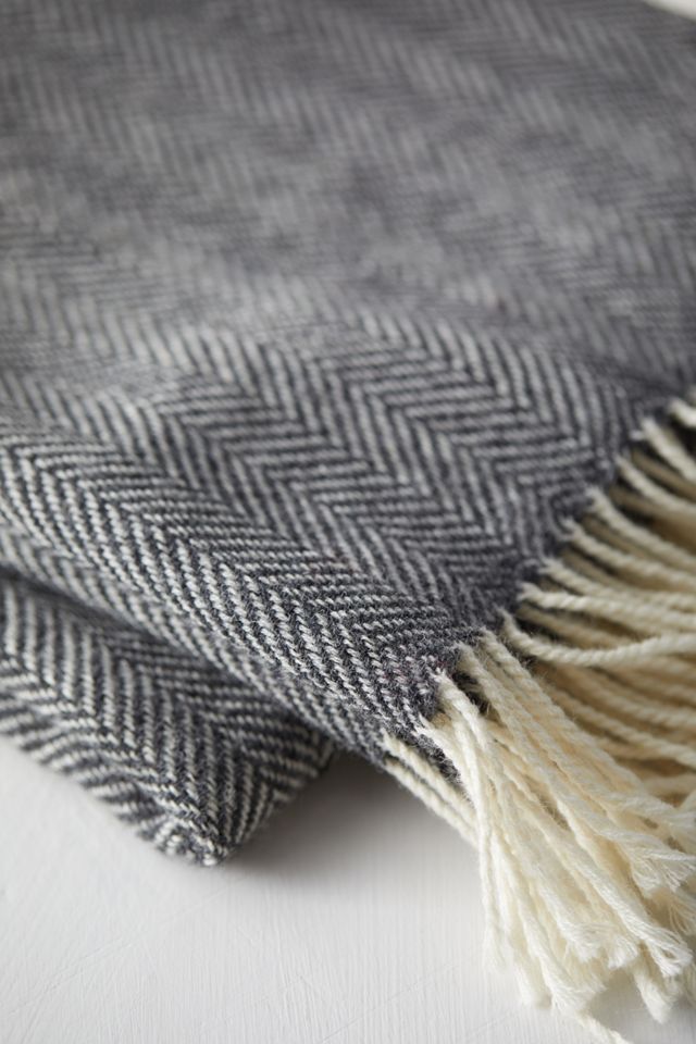 Storm Herringbone Merino Wool Throw #1