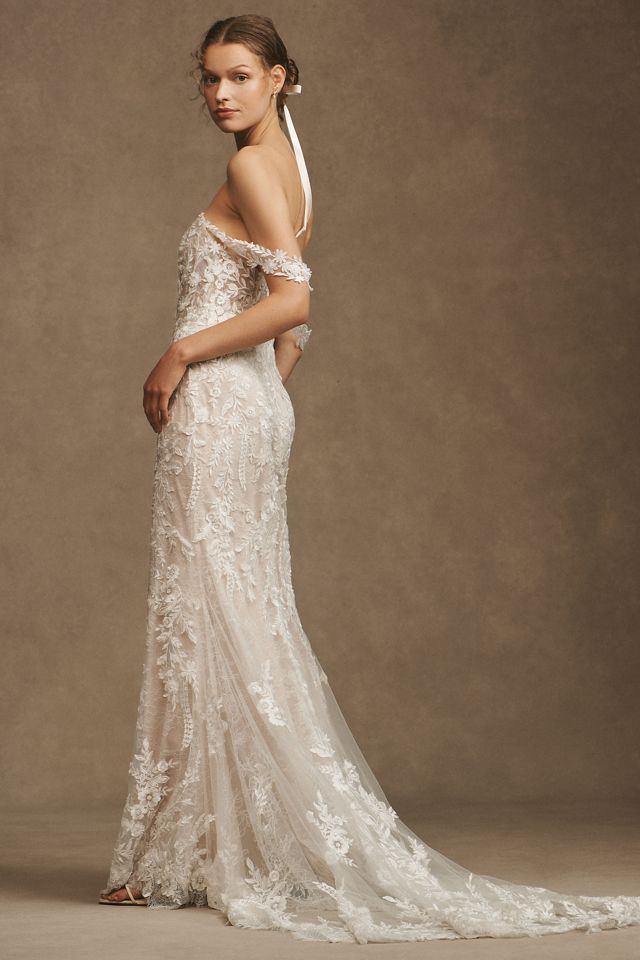 Wtoo by Watters Bettina Strapless Corset All-Over Lace Wedding Gown #4