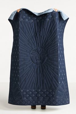 Embroidered Luna Quilted Throw Blanket