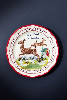 Nathalie Lete Twelve Days Of Christmas Dessert Plate By  In Pink Size Dst Plate