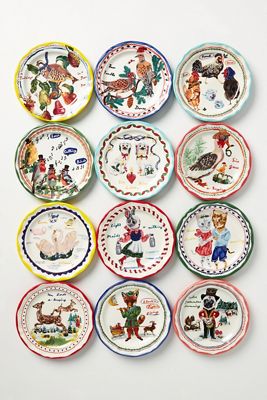 Nathalie Lete Twelve Days of Christmas Dessert Plate
