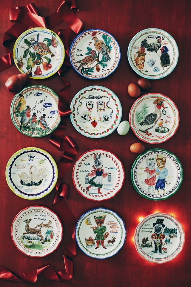 Nathalie Lete Twelve Days of Christmas Dessert Plate #3