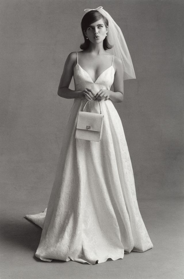 Sachin & Babi Penny V-Neck Jacquard Wedding Gown #8