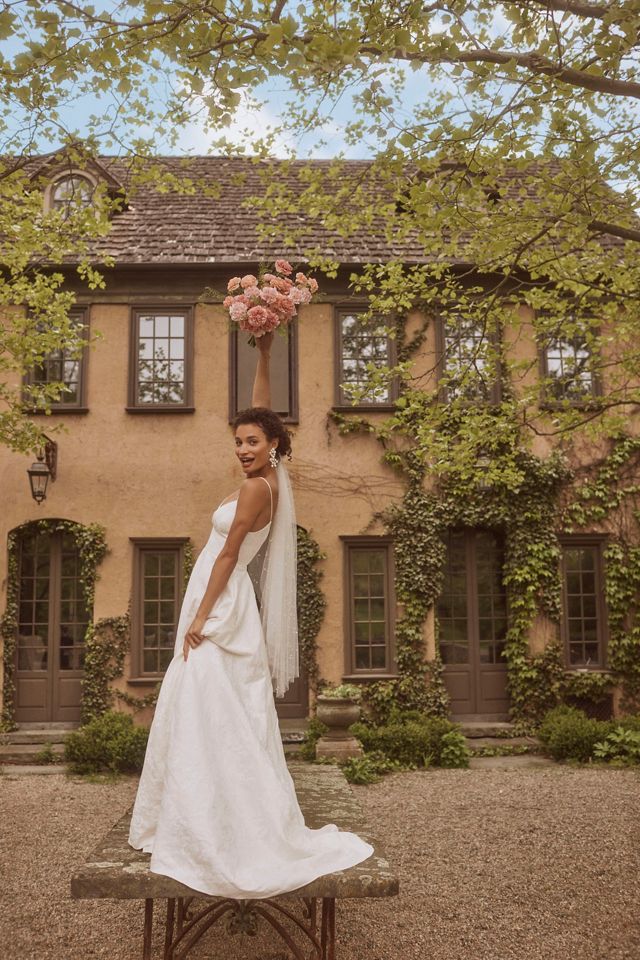 Sachin & Babi Penny V-Neck Jacquard Wedding Gown #10