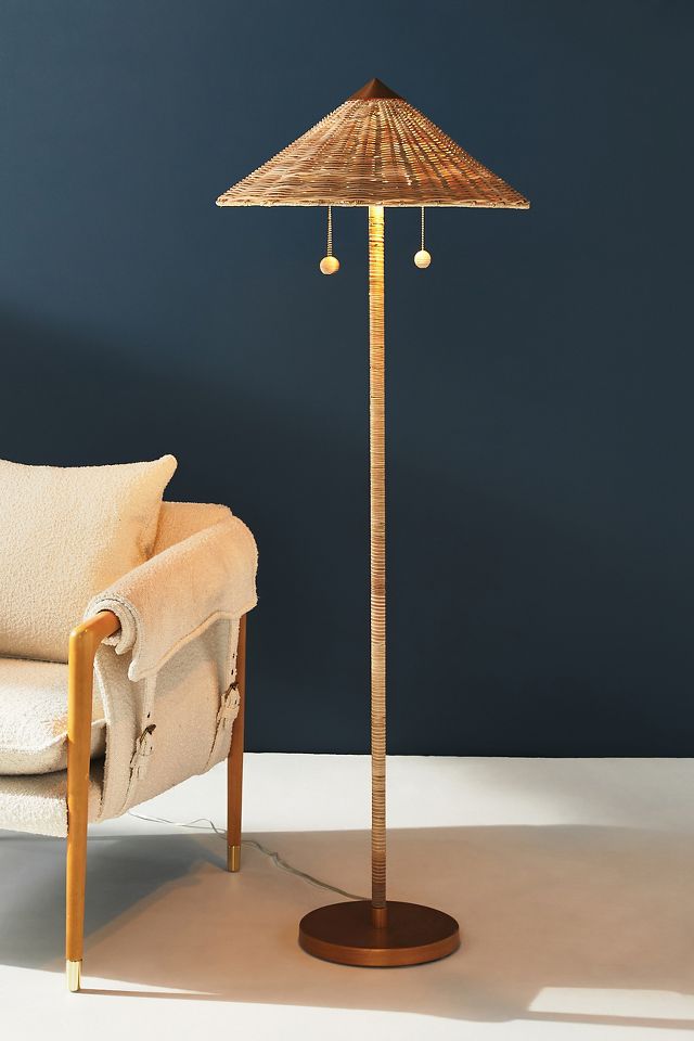 Rattan floor on sale lamp shade