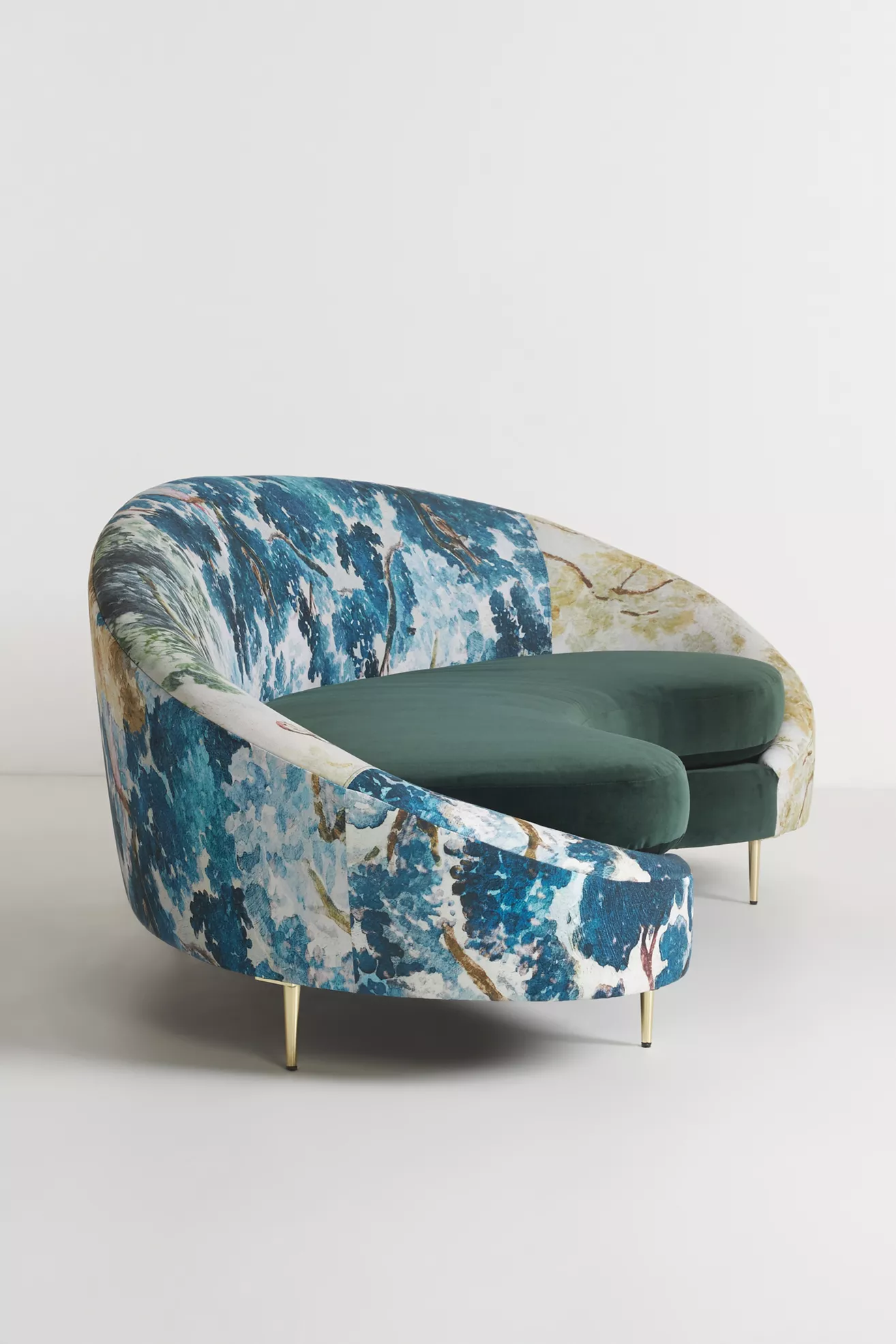 Top-down view of curved sofa