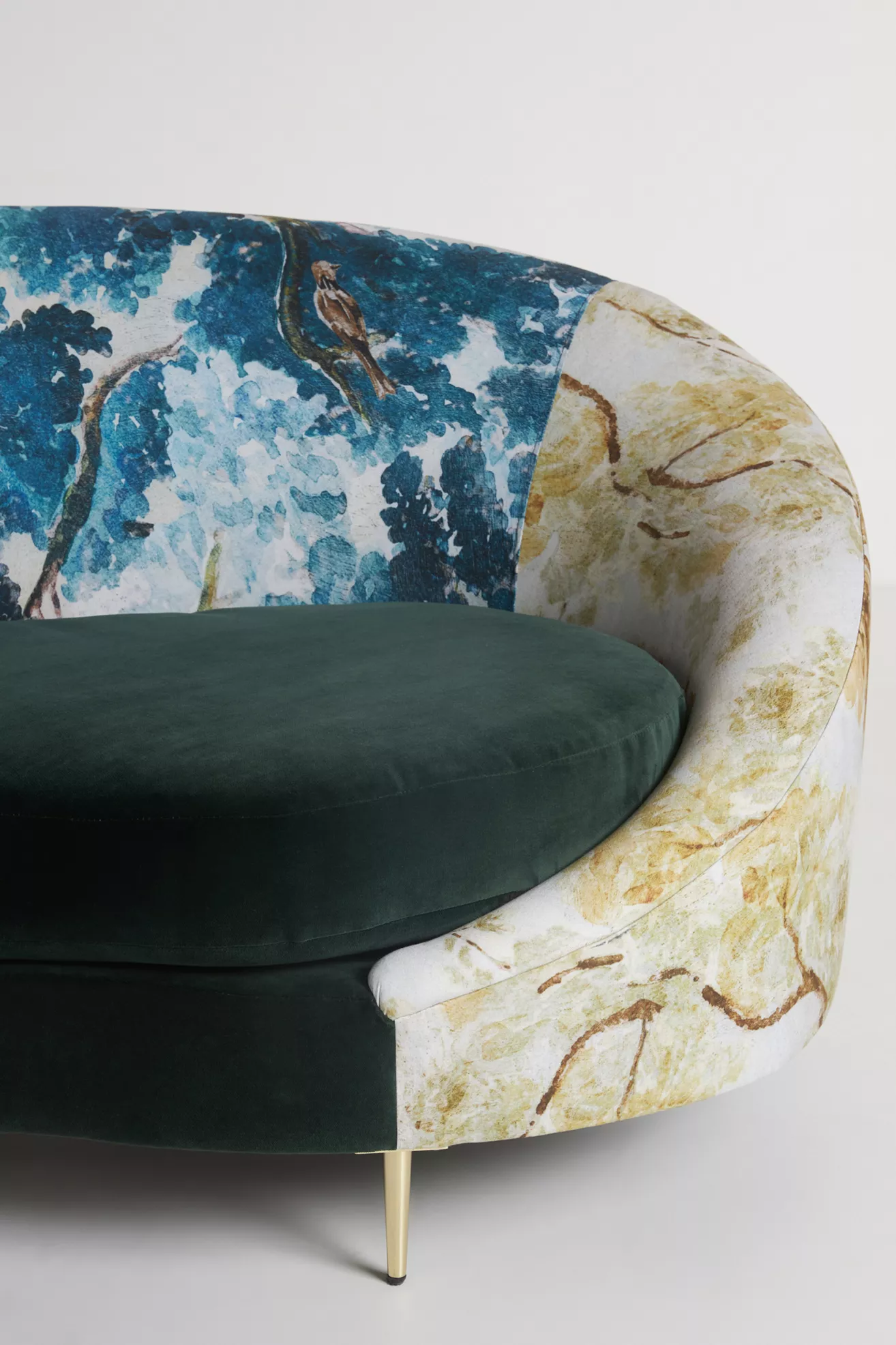 Close-up of velvet seat and upholstery
