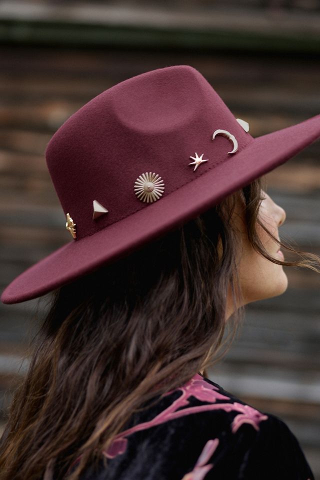 Anthropologie Charm-Trimmed Rancher Festiv Fedora Hat Sz Os Anthropologie Gray Hats for Women for sale | eBay main image 3