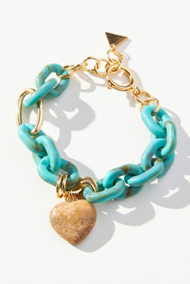 ANTHROPOLOGIE RESIN LINK HEART CHARM BRACELET