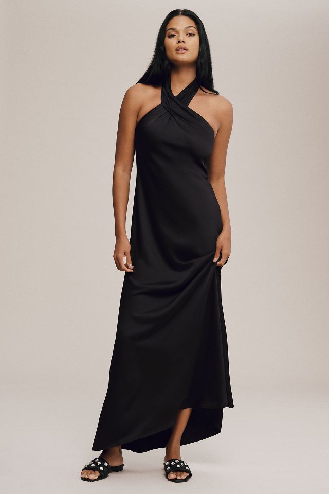 BHLDN Ruby Twist Halter Satin Gown