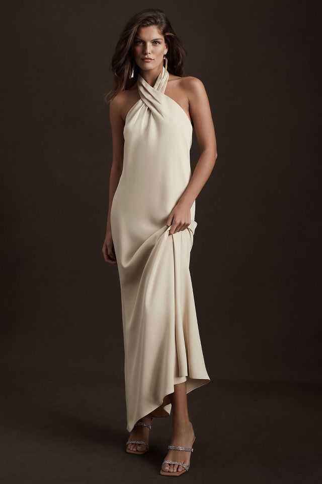 BHLDN Ruby Twist Halter Satin Gown