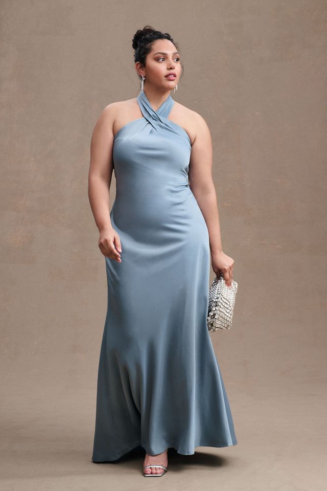 BHLDN Ruby Twist Halter Satin Gown #1