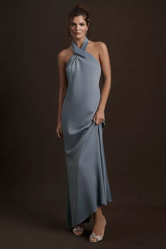 BHLDN Ruby Twist Halter Satin Gown