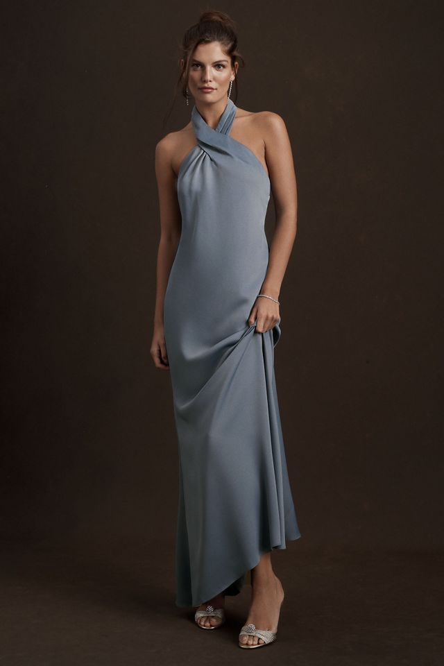 BHLDN Ruby Twist Halter Satin Gown