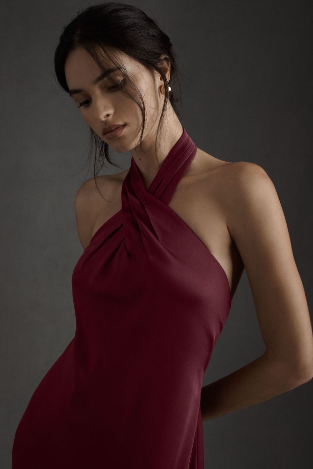 BHLDN Ruby Twist Halter Satin Gown