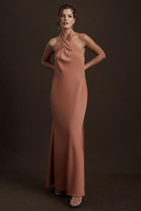 BHLDN Ruby Twist Halter Satin Gown