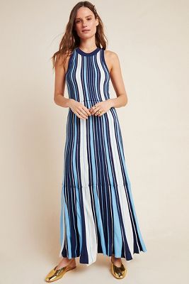 anthropologie blue striped dress