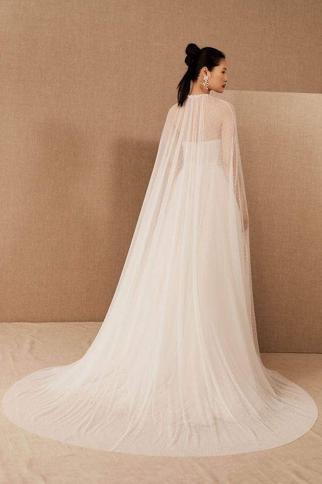 Jenny by Jenny Yoo Tory Sheer Dot Train Cape #1