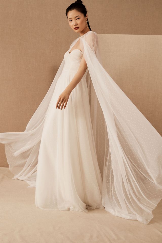Jenny by Jenny Yoo Tory Sheer Dot Train Cape #2