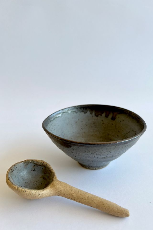 Gina DeSantis Ceramics Luna Spoon and Dip Bowl Set in Shale #1