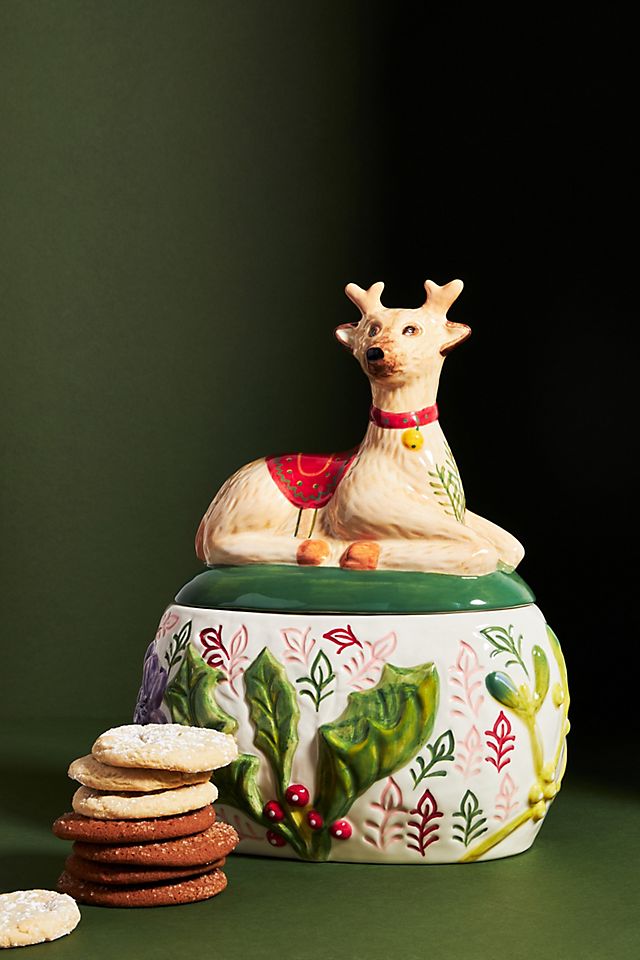 Reindeer Christmas Cookie Jar 