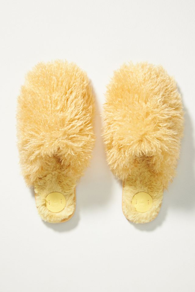 Yellow fuzzy online slippers