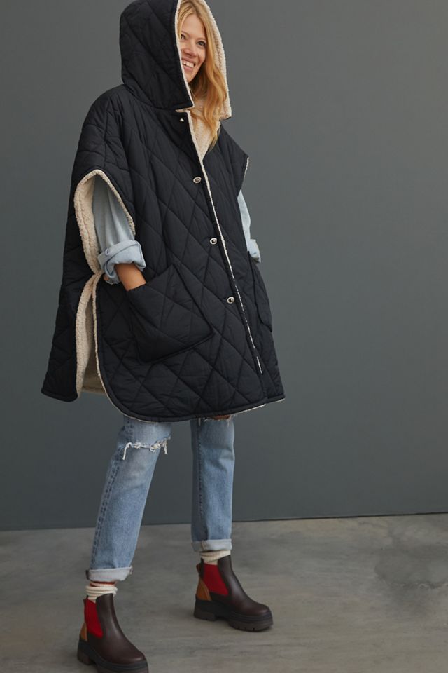 Faux Fur-Lined Quilted Cape #2