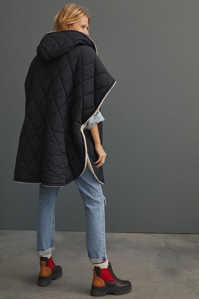Faux Fur-Lined Quilted Cape #3