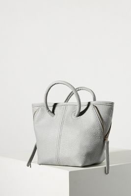 Anthropologie Mini Loop Handle Bucket Bag In Grey