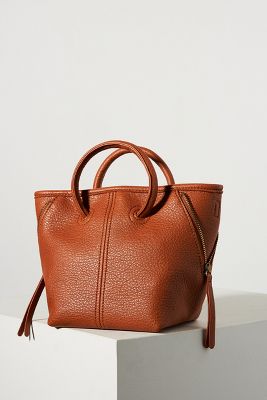Anthropologie Mini Loop Handle Bucket Bag In Brown