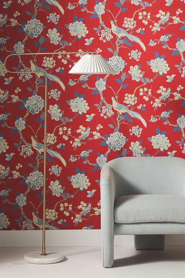 Fanciful Floral Bird Wallpaper
