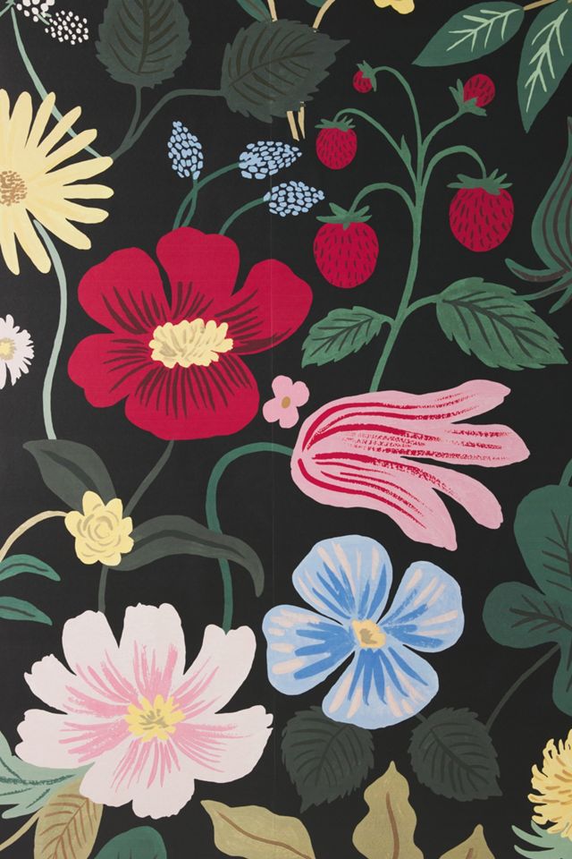 Rifle Paper Co. Strawberry Fields Peel-and-Stick Floral Wallpaper Mural