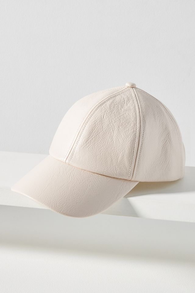 White leather store baseball cap